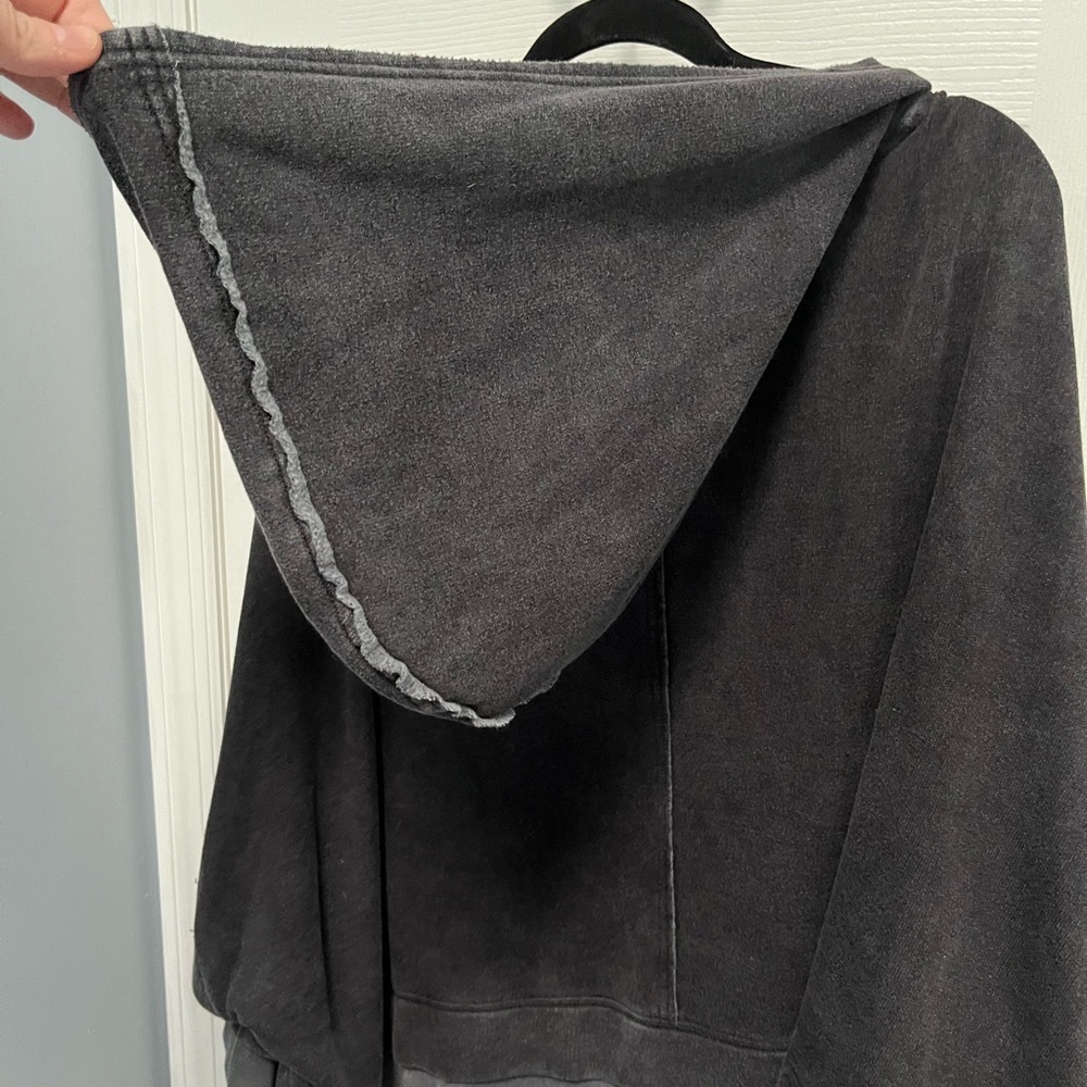 Free People Fp Movement Bonfire Oversized Hoodie Large Gray Black Sweatshirt NWT - Picture 12 of 16